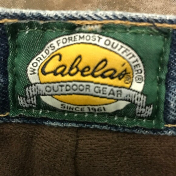 Cabela's Blue Jeans Men's Size 42x28 Brown Flannel Lined Relaxed Denim High Rise - Picture 1 of 11